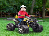 12V Quad Bike ATV with LED Lights, Music, Backrest, Forward, Backward, Yellow T3398P422363