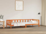 Bed Frame with Headboard Wax Brown 90 x 190 cm Solid Pine Wood 863896