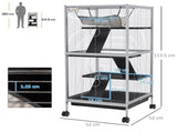 Small Animal Cage Pet Play House with Wheels Platforms Light Grey T3398P350046