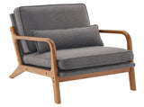 Oak Armrest Oak Upholstered Single Lounge Chair Indoor Lounge Chair Dark Grey 81136898