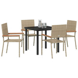 Garden Dining Set with Cushion 5 pcs Beige Poly Rattan 3379717