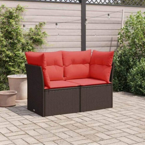 Garden Sofa 7 pcs Brown and red 124 x 62 x 69 cm Poly rattan 366240