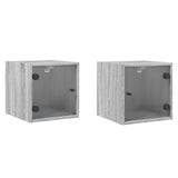 Bedside Cabinets with Glass Doors 2 pcs Grey Sonoma 35x37x35 cm 836473