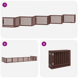 Dog Gate with Door Foldable 10 Panels Brown 800 cm Poplar Wood 3155691