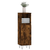 Bathroom Cabinet Smoked Oak 30x30x100 cm Engineered Wood 831561