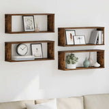 Wall Cube Shelves 4 pcs Smoked Oak 60x15x23 cm Engineered Wood 815925