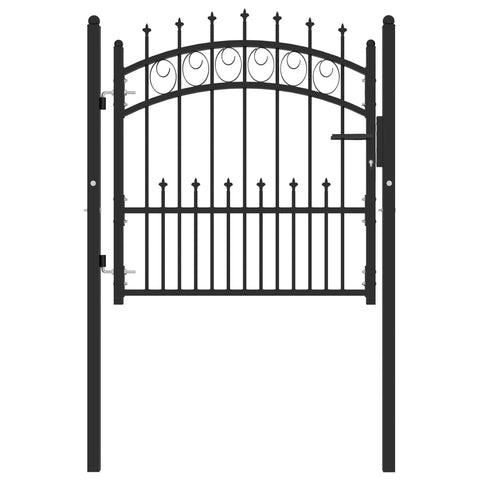 ZNTS Fence Gate with Spikes Steel 100x100 cm Black 146388