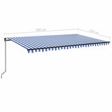 Manual Retractable Awning 500x350 cm Blue and White 3069216