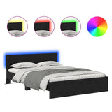 Bed Frame with Headboard Black Oak 160 x 200 cm Engineered Wood 3403615