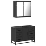 ZNTS 2 Piece Bathroom Furniture Set Black Engineered Wood 3300900