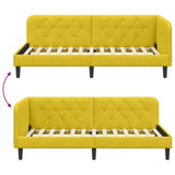 Corner Bed Frame with Headboard Yellow 90 x 200 cm Velvet 42016612