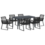 Garden Dining Set 7 pcs Black Poly Rattan 3378820