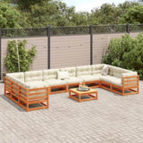 ZNTS 11 Piece Garden Sofa Set Wax Brown Solid Wood Pine 3299645