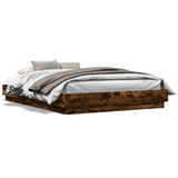 Bed Frame with LED without Mattress Smoked Oak 160x200 cm 3209783
