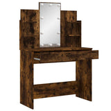 Dressing Table with LED Lights Smoked Oak 96x40x142 cm 837897