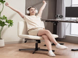Armless Office Chair No Wheels, Linen Fabric Criss Cross Legged Desk Chair with Wide Seat, Thick T3398P377851