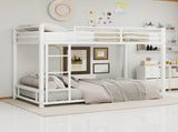 White metal bunk bed for both adults and children, with safety railing and ladder, mattress size W3987P434168