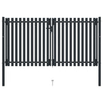 ZNTS Double Door Fence Gate Steel 306x200 cm Anthracite 146353