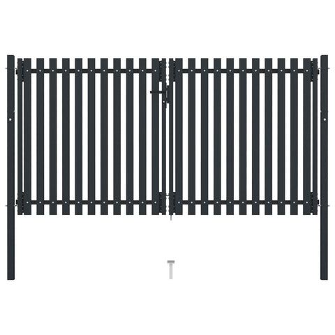 ZNTS Double Door Fence Gate Steel 306x200 cm Anthracite 146353