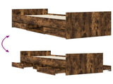 Bed Frame with Storage Smoked Oak 80 x 200 cm Engineered Wood 3429511