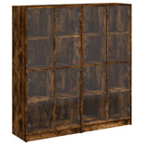 Bookcase with Doors Smoked Oak 136x37x142 cm Engineered Wood 3206521