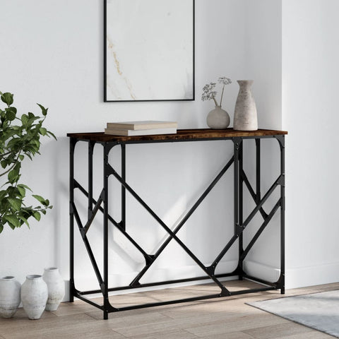 ZNTS Console Table Smoked Oak 100x40x80 cm Engineered Wood 834117