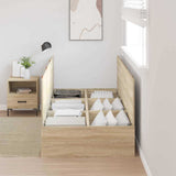 Storage Bed Frame Sonoma Oak 100 x 200 cm Engineered Wood 3335351