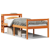 Bed Frame with Headboard without Mattress Wax Brown 75x190 cm Small Single 3305875