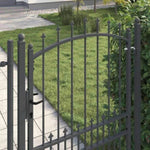Fence Gate with Spikes Grey 170 x 100 cm Powder-coated steel 42009020