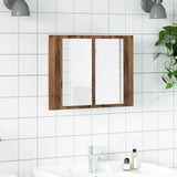 LED Mirror Cabinet Old Wood 60x12x45 cm Engineered Wood 856282