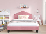 Children's Bed Frame with Headboard Pink 90 x 190 cm Velvet 42010953