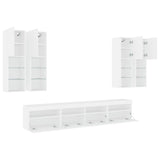 7 Piece TV Wall Cabinet Set with LED Lights White 3216771