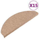 Stair Mats Self-adhesive 15 pcs 65x22.5x3.5 cm Beige 136394