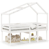High Sleeper Bed without Mattress White 75x190 cm Small Single Solid Wood Pine 3282062