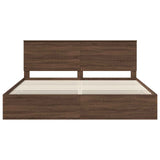 Bed Frame with Drawer Brown Oak 200 x 200 cm Engineer Wood 3411088