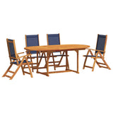 5 Piece Garden Dining Set Solid Wood Acacia and Textilene 3279300