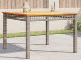 Garden Table Grey 80x80x74 cm Poly Rattan Acacia Wood 366274