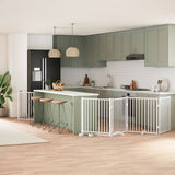 Dog Gate with Door Foldable 6 Panels White 480 cm Poplar Wood 3155733
