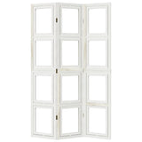 Room Divider 3 Panels White Solid Wood Paulownia 358686