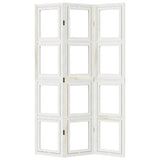 Room Divider 3 Panels White Solid Wood Paulownia 358686