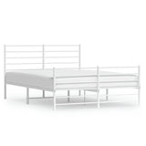 Metal Bed Frame without Mattress with Footboard White 140x190cm 352386