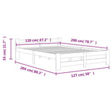 Bed Frame without Mattress White Solid Pine Wood 120x200 cm 322000