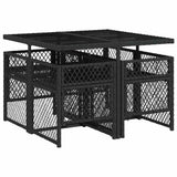 5 Piece Garden Dining Set with Cushions Black Poly Rattan 3210715