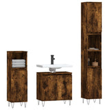 3 Piece Bathroom Cabinet Set Smoked Oak Engineered Wood 3187794