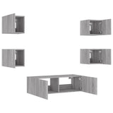 5 Piece TV Wall Cabinets with LED Lights Grey Sonoma 3216865
