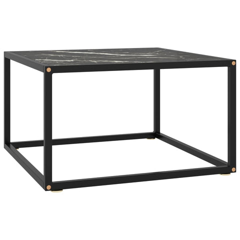 ZNTS Coffee Table Black with Black Marble Glass 60x60x35 cm 322874