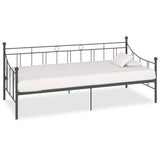 284670 DayBed Frame without Mattress Grey Metal 90x200 cm