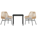 Garden Dining Set with Cushion 3 pcs Brown Poly Rattan 3380876