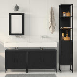 Bathroom Furniture Set with Door 4 pcs Black 33 x 33 x 185.5 cm 3334425