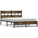 ZNTS Metal Bed Frame without Mattress Smoked Oak 140x190 cm 4017218